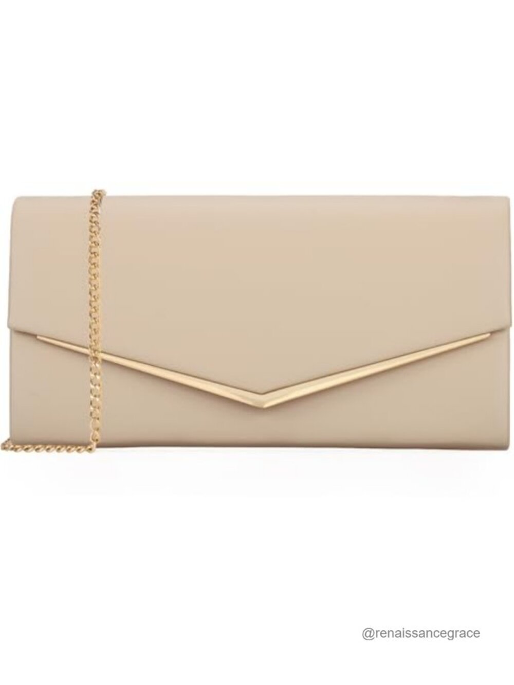 Vegan Leather Envelope Evening Clutch with Removable Chain Strap
